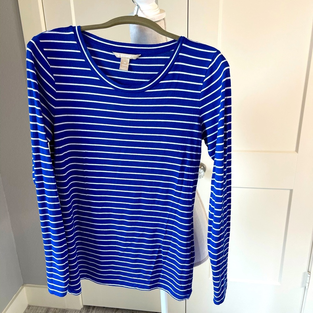 Royal blue and white stripped top